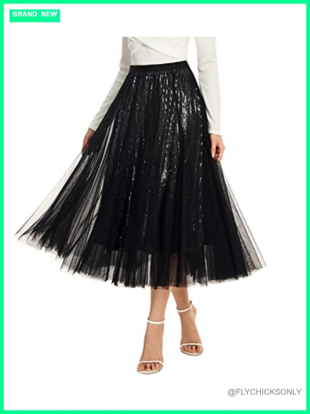 Long Tulle Sequin Skirt